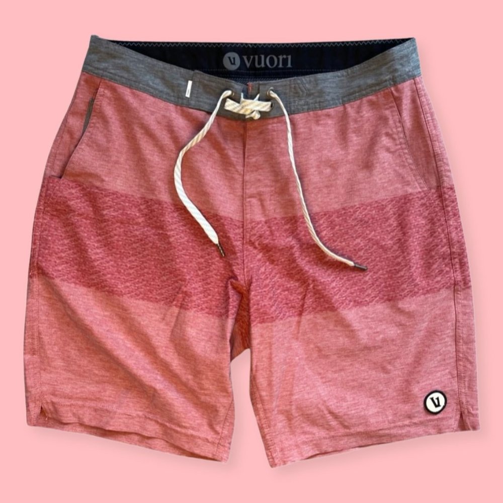 Vuori Equator Boardshort, Small, Saltwater Red